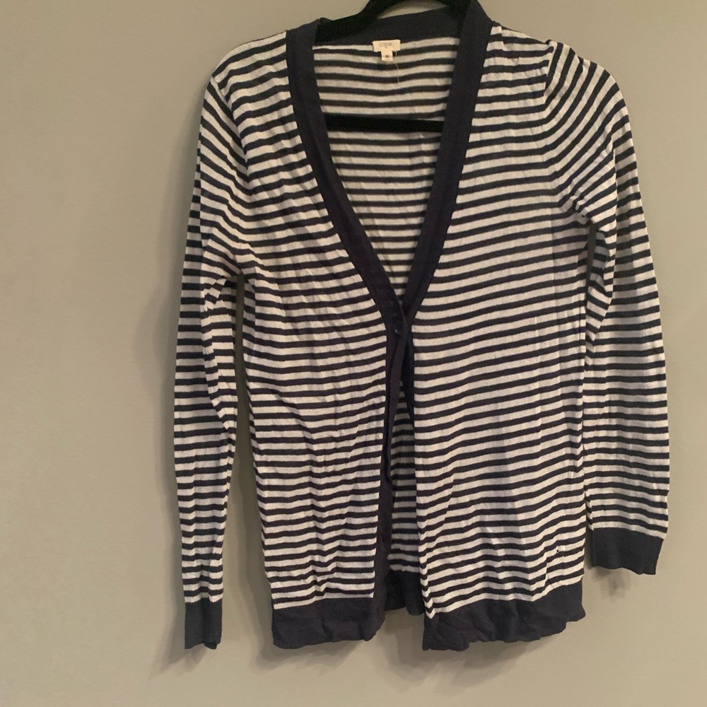 J crew sweater in navy and white